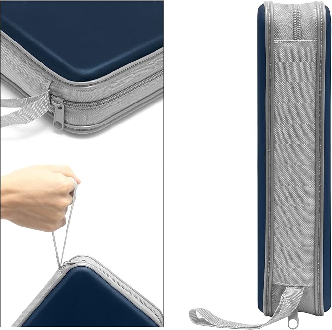 Siveit CD Case Holder, 80 Capacity CD/DVD Case Holders Wallet Hard Plastic CD DVD Disc Cases Storage Binder for Car Home Office Travel (Dark Blue) - Image 3