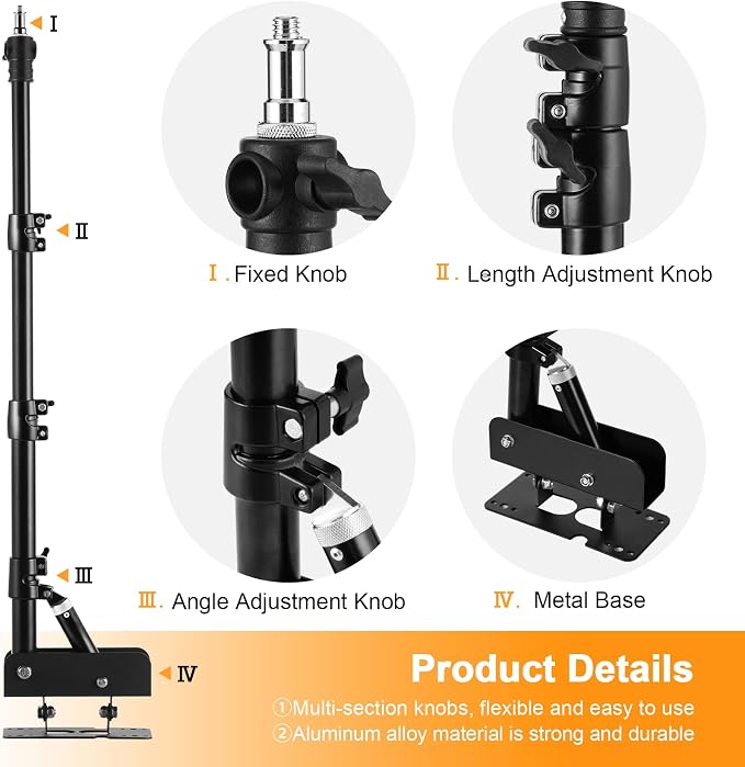 SITTO Ring Light Wall Mount 43inch/110cm, Triangle Boom Arm for Barbershop | Beauty Salon, Live Streaming, Tattoo, Photography Studio, Support 180° Rotation - Image 5