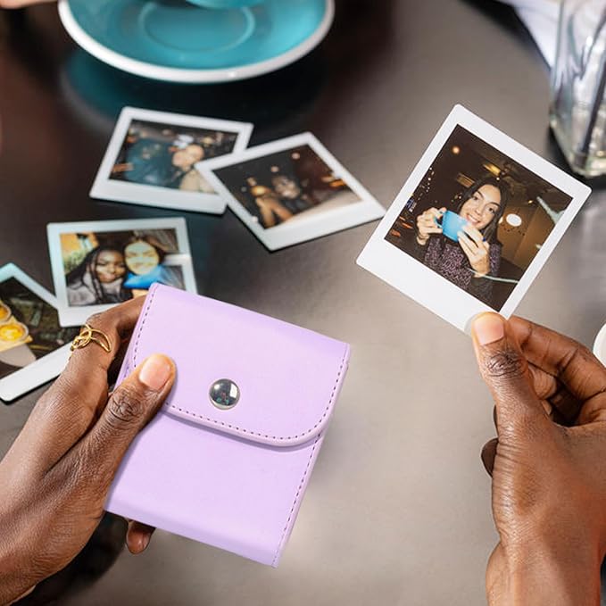 CAIYOULE Square Photo Pouch for Fujifilm Instax SQ Films, Purple | PU Picture Holder Case for Fujifilm Instax SQ1/40/20/10/6/SP-3 2.9x3.4" Film, Photo Storage Pocket, Can hold 50+ SQ Photos - Image 4