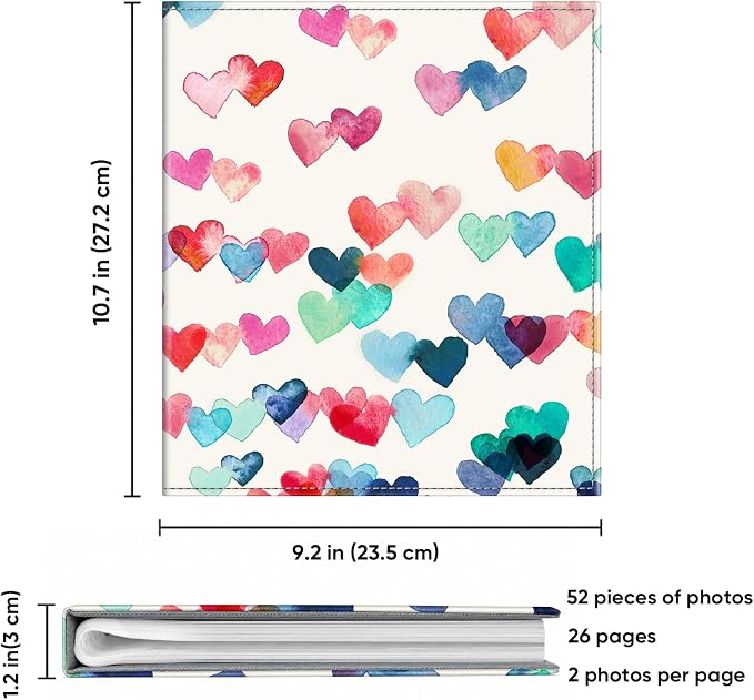 Fintie Photo Album for 8x10 Photos, 52 Pockets Vegan Leather Memory Book | Premium Cover Picture Book, For Family/Wedding/Couples Keepsakes, Anniversary Photos & Artwork Collection, Raining Hearts - Image 6
