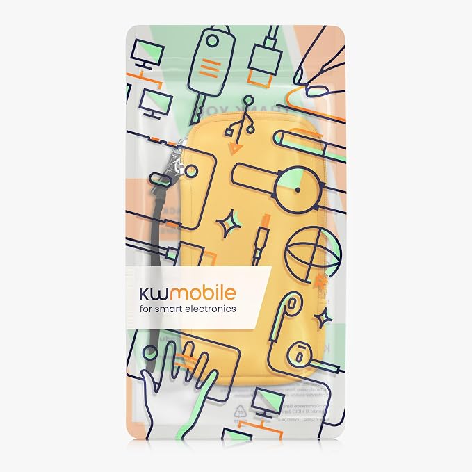 kwmobile Universal Phone Pouch Size XL - 6.7/6.8" - Neoprene Smartphone Pouch with Zip - Water-Repellent Mobile Phone Case - Sleeve in Honey Yellow - Image 7