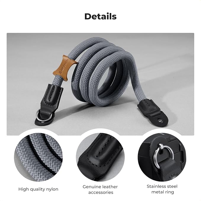 K&F CONCEPT Camera Neck Strap,100cm Camera Shoulder Strap | Nylon Rope, with O-ring for DSLR Camera, for Street Photography, BJ01 - Image 5