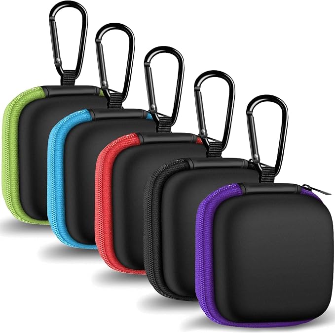Earbud Case Portable EVA Carrying Case Storage Bag Cell Phone Accessories Organizer with Carabiner for Wired/Wireless Headphones, SD Memory Card, Camera Chips(Square, 5 Pack2) | Portable EVA Carrying Case, For Wired/Wireless Headphones, SD Card Storage... by MOLOVACase