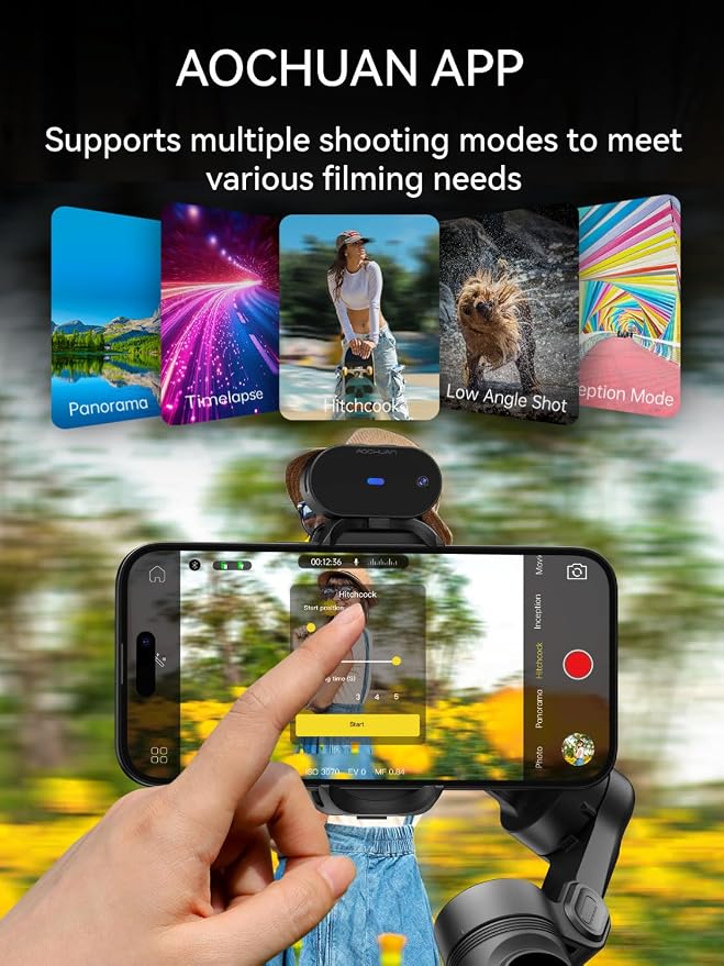 AOCHUAN Gimbal Stabilizer for Smartphone w/AI Tracking Sensor | Gimbal with Focus Wheel for Phone/Android, Phone Stabilizer with 7.0 Anti-Shake for Video Recording-Smart XE AI - Image 6