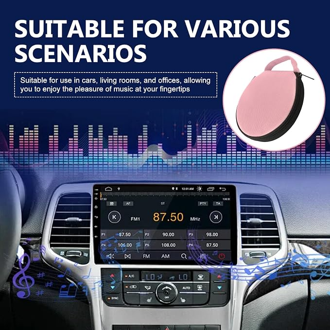Car CD Case, 20 Capacity Oxford Cloth CD Protective Holder with Transparent Film Divider, Waterproof Portable Round Disc Case with Reinforced Handle, Universal DVD Organizer Wallet (Pink) - Image 7