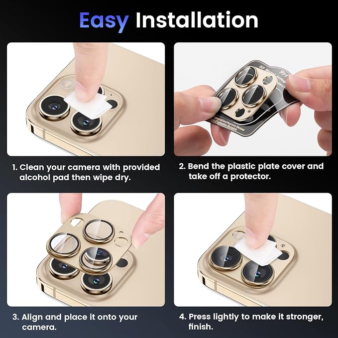 Tensea for iPhone 16 Pro Max/16 Pro/14 Pro Max/14 Pro Camera Lens Protector | Metal Aluminum Alloy Tempered Glass Cover Camera Screen Protector Accessories, Case Friendly - Image 7
