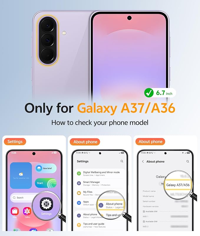 FNTCASE for Galaxy A37/A36 5G Phone Case, Fit for Magsafe, Screen Protector | Anti Yellowing Magnetic Back, 14FT Military Grade Drop Protection, Shockproof Protective, for Samsung A37 Cover, Transparent - Image 2