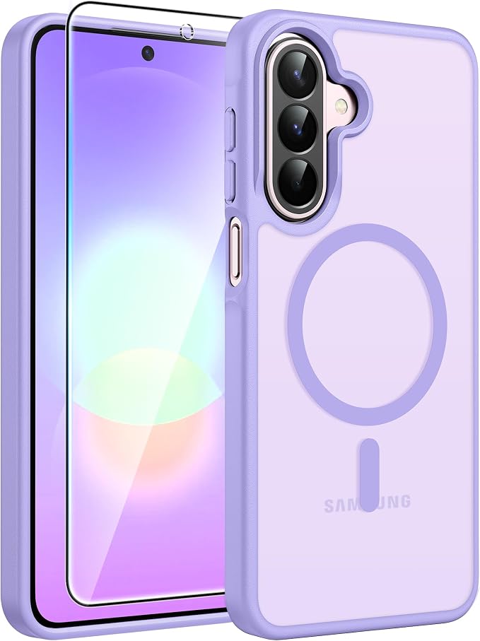 FNTCASE for Galaxy A27 5G Phone Case, Fit for Magsafe, Screen Protector | Translucent Matte, 14FT Military Grade Drop Protection, Slim Shockproof Protective, for Samsung A 27 4G Cover, Light Purple by FNTCASE
