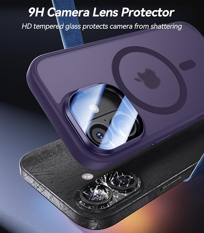 VOFATA [Upgraded Full Camera Protection] for iPhone 17 Case with Camera Cover Stand [Fit for MagSafe][10FT Mil-Grade Protection] Translucent Magnetic iPhone 17 Phone Case, Purple - Image 2