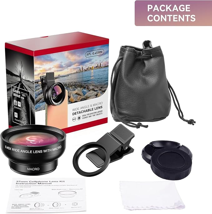 MIAO LAB 2-in-1 Phone Camera Lens Kit, 12.5X Macro + 0.45X Wide Angle (140°) Cell Phone Clip-on Lens for iPhone/Android, Includes Travel Bag - Image 6
