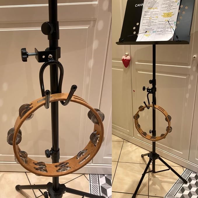 Pmsanzay Mic Microphone Stand Tambourine Hanger, Headphone Headset Holder Clip Stand, Easy to fit on Music or Microphone Stand for Tambourine, Cowbell, Headphones - Keep Tambourine Within Reach. - Image 4