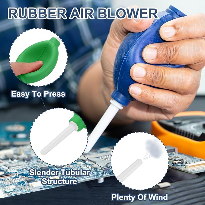 PATIKIL Soft Tip Air Blower Dust Blaster, 3 Pcs Rubber Bulb Air Pump Dust Blower Cleaner Cameras Lens Cleaning Tool with Long Nozzle for Camera Lens Computer Keyboard, Green/White - Image 3