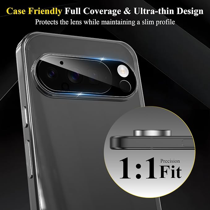 4 Pack for Google Pixel 9 Pro XL Camera Lens Screen Protector | 9H Tempered Glass Camera Lens Cover Decoration, Case Friendly, High Definition, Scratch-Resistant - Image 6