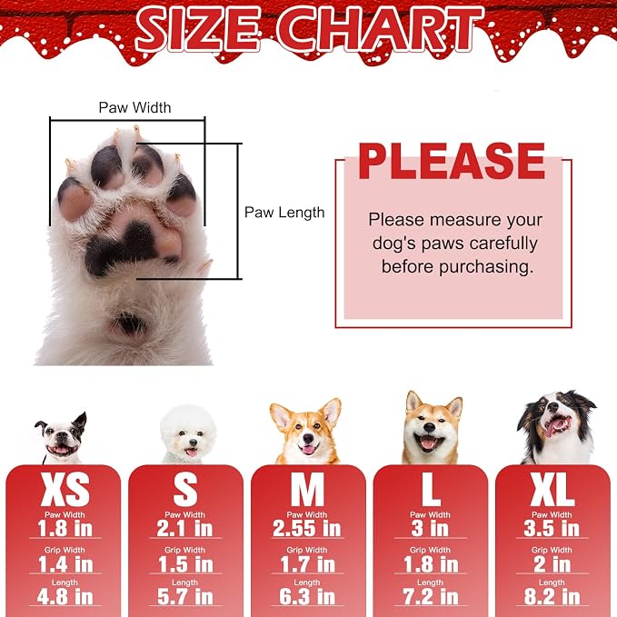 EXPAWLORER Christmas Anti-Slip Soft Dog Socks for Hardwood Floor,Warm Dog Shoes,Paw Protectors for Cold Pavement,Prevent Licking,Traction Control for Small Medium Large Senior Dogs - Image 2