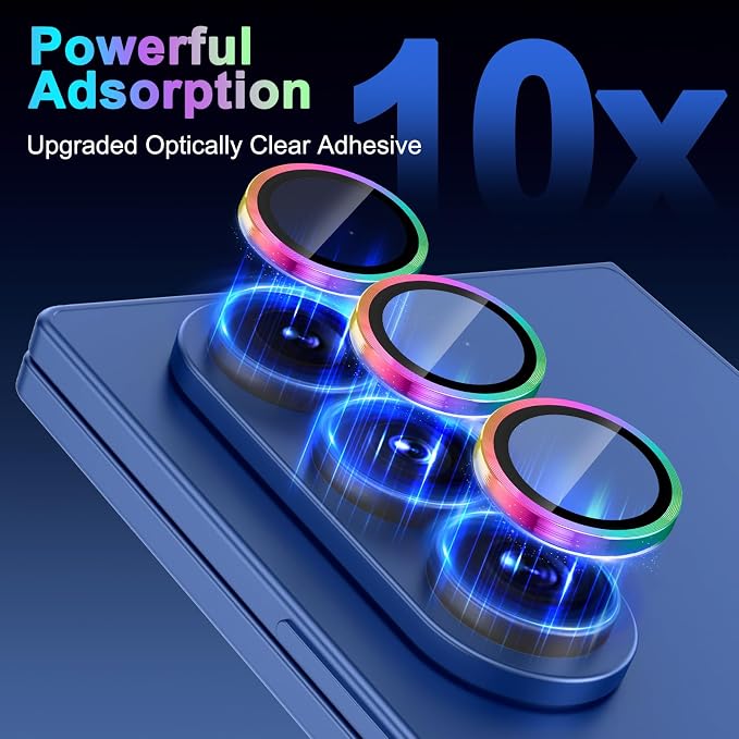 Meshine for Samsung Galaxy Z Fold 8 Ultra Camera Lens Protector,Scratch Proof,Strong Adsorption,9H Hardness with Metal Ring Camera Cover,Case Friendly,Accessories Lens Protector,Colorful - Image 5