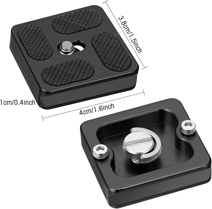Frienda Quick Release Plate Tripod 1/4-20 DSLR,Pu40,Black | Tripod Mount Plate, Camera Tripod Mount for DSLR Camera Tripod Ball Head , Metal, 1.9 x 1.5 x 0.4 Inch - Image 2