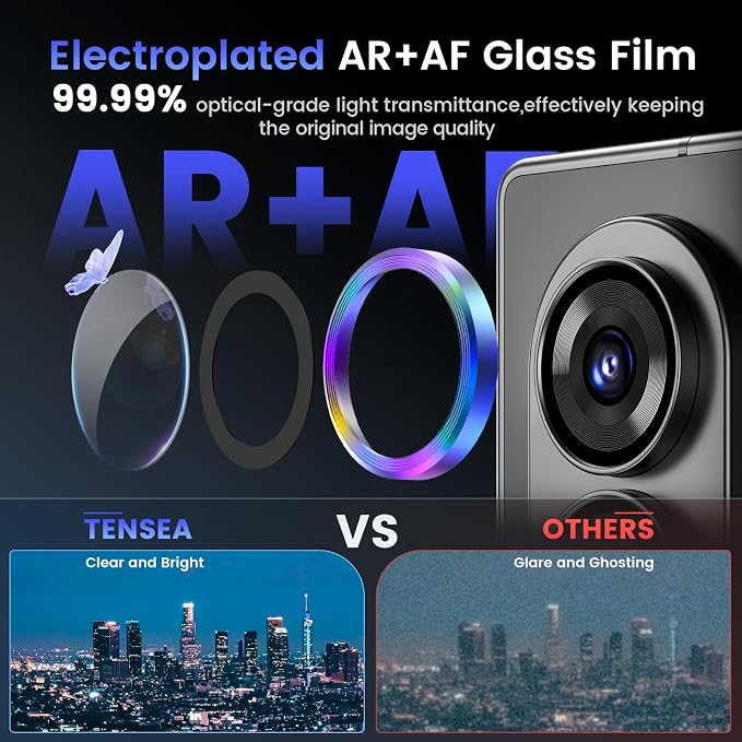 Tensea Camera Lens Protector Compatible for Samsung Galaxy Z Fold 8 | 9H Tempered Glass Camera Cover Screen Protector Metal Individual Ring 【Case Friendly】【Installation Tray】【Military Protection】 - Image 3