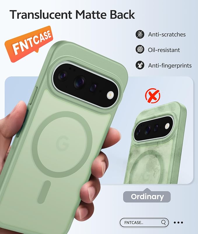 FNTCASE for Google Pixel 11 Pro Case/Pixel 11 Case, with Screen Protector | Fit for Magsafe, Translucent Matte, 14FT Military Grade Drop Protection, Shockproof Protective Phone Cover, Light Moss - Image 7