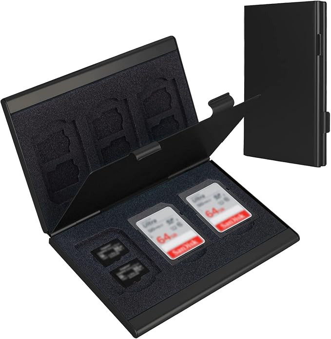 SD Card Holder, SD Card Case,LAVILI CF Memory Card Holder Case Aluminum | Alloy Hard Shell, Double-Layer Capacity for 6SD Cards and 12 TF Cards by LAVILI