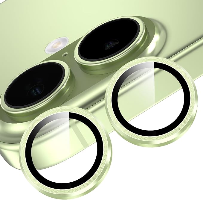 YWXTW Camera Lens Protector for iPhone 17, Individual Anti Scratch Metal Ring Tempered Glass Camera Screen Protector for iPhone 17 Accessories, Case Friendly (Green) by YWXTW