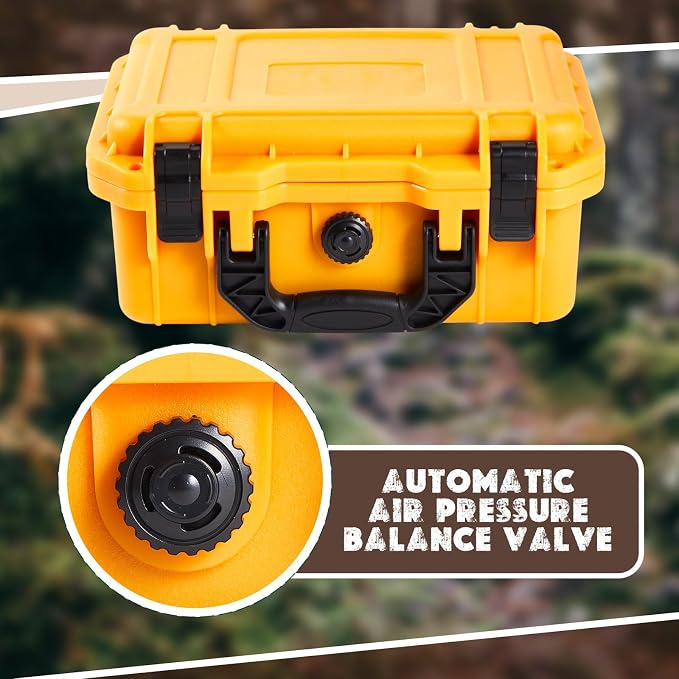 Relaxweex 1 Pcs Waterproof Hard Case with DIY Customizable Foam Insert Portable Protective Case with Knife for Camera Drones Equipments Tools Test Instruments(Yellow,14.3 x 11.4 x 4.5 Inch) - Image 4