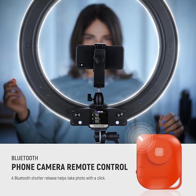 NEEWER 18 Inch RGB LED Ring Light APP Control with Tripod Stand and Phone HolderCompatible with iPhone for Selfie Makeup Lash Studio Streaming Video Recording Lighting, 42W Ringlight Dimmable,RGB18 II - Image 6