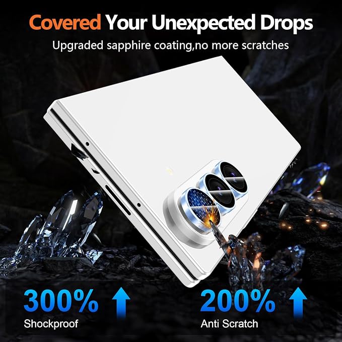 for Samsung Galaxy Z Fold 8 Ultra Camera Lens Protector, Individual Metal Ring Tempered Glass Lens Cover, [Strong Adsorption] Scratch Resistant Ultra-Thin HD Clear Lens Cover, 1 Set-Blue Ring - Image 5