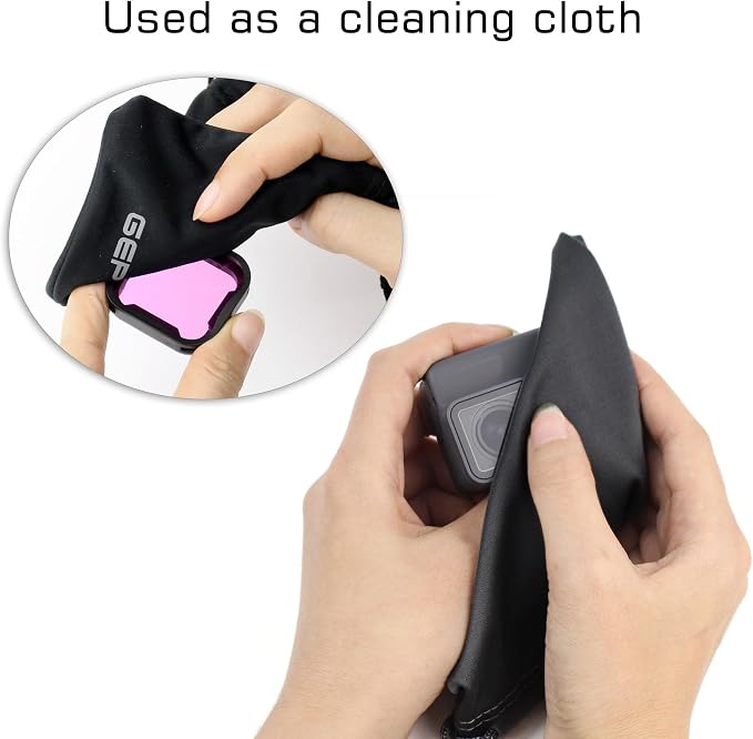 GEPULY 4 Pocket Camera Lens Filter Drawstring Bag Dustproof Storage Pouch | 4-In-1 2 Pack Soft Pouch 11CM,Hold Filters&Batteries In Separated Layers,Double As Microfiber Wipe,Shield From Sand&Scratches - Image 4