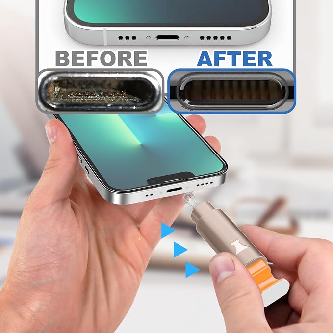 iPhone Cleaning Kit for Charging Port Cleaner AirPod Phone, Desert Titanium | Multi-Tool, iPhone Cleaner, Repair Lightning Cable USB C Speaker Charger iPad Connector, Compact Portable, with Storage Case - Image 4