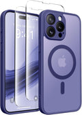 CAPRARO for iPhone 15 Pro Max Case, Compatible with MagSafe | Upgraded [Full Camera Protection] Shockproof Protective Slim Translucent Matte Magnetic Phone Case 6.7'', Purple Eggplant by CAPRARO