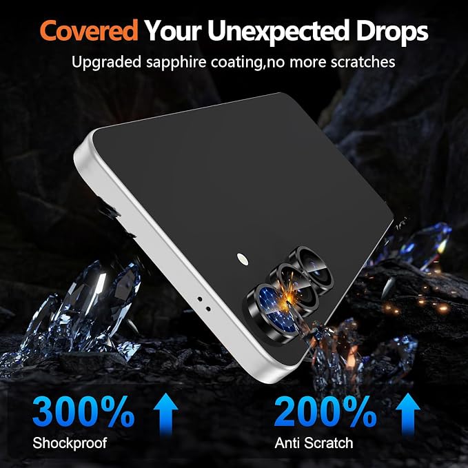 for Samsung Galaxy S25 FE Camera Lens Protector, Individual Metal Ring Tempered Glass Lens Cover, [Strong Adsorption] Scratch Resistant Ultra-Thin HD Clear Lens Cover, 1 Set-Black - Image 5
