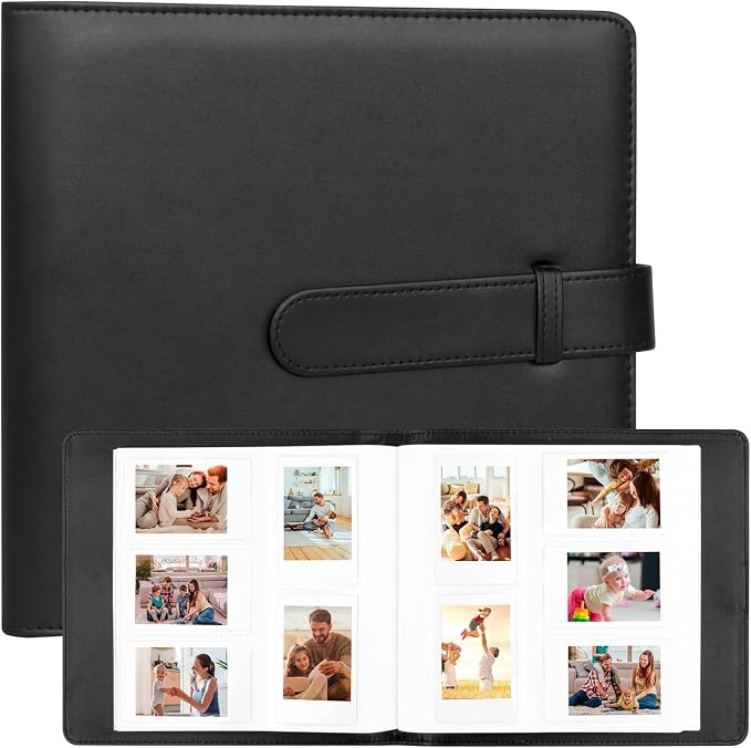 Veicevol 360-Pocket Album for Instax Mini & Polaroid 2x3 inch Photos, Black | Designed for Instax Mini and Polaroid 2x3 Photos, PU Leather Cover, Horizontal & Vertical Pockets, Wedding Birthday Travel by VEICEVOL