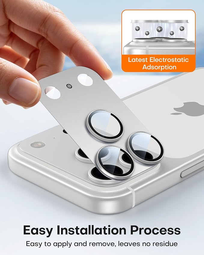 TAURI 2 Pack for iPhone 17 Pro Max Camera Lens Protector, Silver | Full Coverage Military-Grade Shatterproof, Upgrade AR Anti-Reflection Ultra Clear Transmission & Case Friendly - Image 5