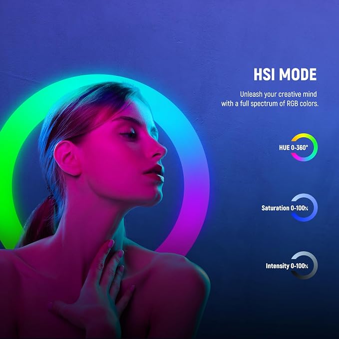 NEEWER 19" RGB LED Ring Light with Stand, 3 Phone Holders, Touch Panel, 2.4G/App Control, 42W CRI97+ 2800lux/0.5m 360° Hue Dimmable Professional Lighting for Makeup Live Streaming Zoom Calls, RP19C - Image 3