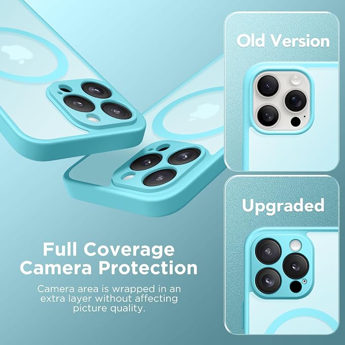CAPRARO for iPhone 13 Pro Max Case, Compatible with MagSafe | Upgraded [Full Camera Protection] Shockproof Protective Slim Translucent Matte Magnetic Phone Case 6.7'', Turquoise Blue - Image 6
