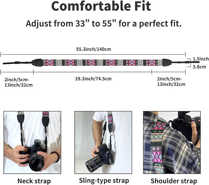 1 X 70CM DSLR Camera Strap Neck Shoulder Strap Belt Color Pinstripe Suitable for CANON EOS Rebel T5i T4i T3i T3 T2i T1i XT XTi XSi SL1 DSLR Cameras - Image 6