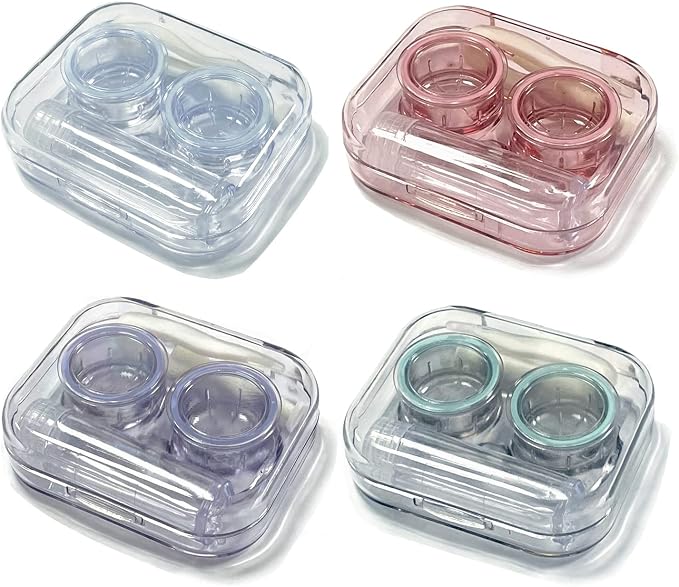 Contact Lens Case, Travel Size Flip Top Cute Contact Lenses Applicator Remover Tool Kit with Solution Bottle for Daily Outdoor (4 Pack) by Howinn