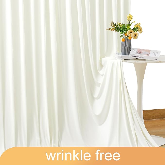 10 Panels Ivory Backdrop Curtain for Wedding Parties Wrinkle Free Ivory Photo Curtains Backdrop Drapes Fabric Decoration for Baby Shower Photography 5ft(W) x 10ft(H)" - Image 6