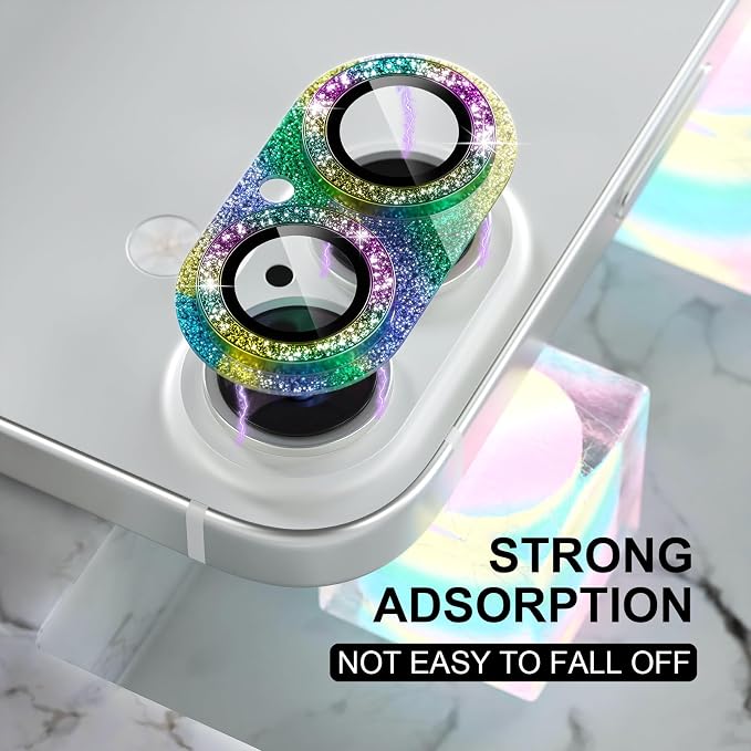 Choiche for iPhone 16 /iPhone 16 Plus Camera Lens Protector, Glitter-Colorful - Image 6