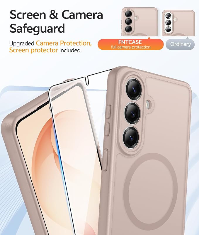 FNTCASE for Samsung Galaxy S26 Plus Case, Fit for Magsafe, Screen Protector | Full Camera Protection, Translucent Matte, 14FT Military Grade Drop Proof, Shockproof Protective Phone Cover, Desert Gold - Image 4