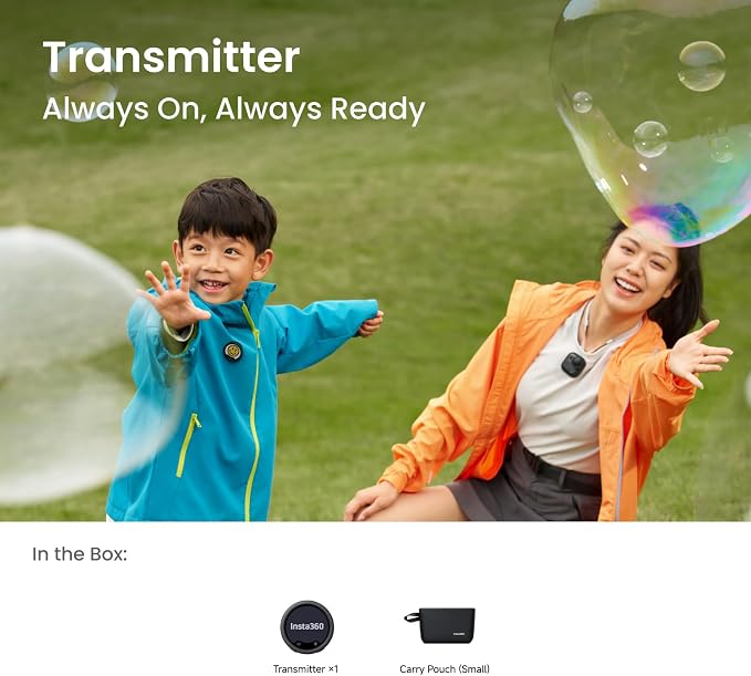 Insta360 Mic Pro Transmitter, Wireless Mini Lavalier Microphone for iPhone/Camera/Android, Video Recording, Bluetooth, Customizable E-Ink Display, 3-Mic Array, 32-bit Float Internal Recording - Image 9