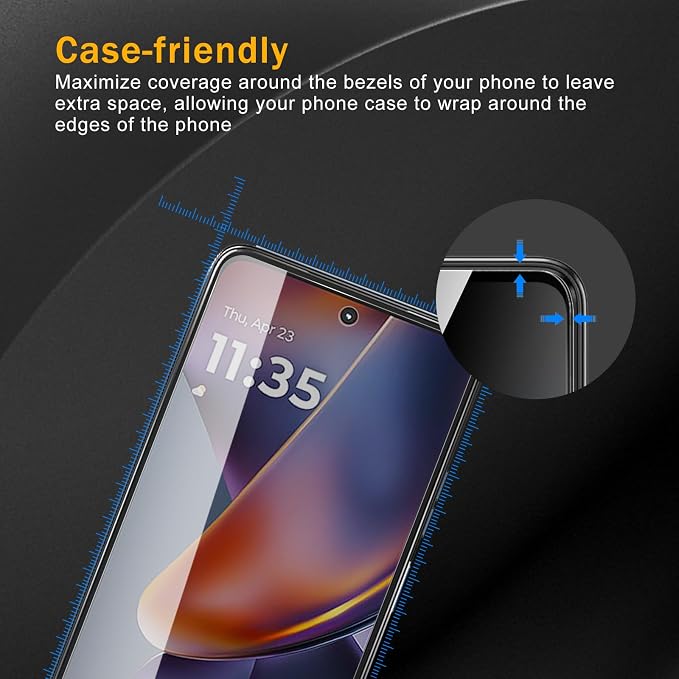 3 Pack Privacy Screen Protector for Motorola Moto G 5G 2025 With 3 Pack Camera Lens Protector, Anti Spy Tempered Glass Film, 9H Hardness, Black Protector, Anti-Scratch, Bubble Free - Image 3