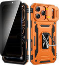 VEGO for iPhone 17 Pro Case with Slide Camera Cover and Kickstand Orange | Privacy Screen Protector & Ring Kickstand Military Grade Heavy Duty Protection Cover for iPhone 17 Pro - Orange by VEGO