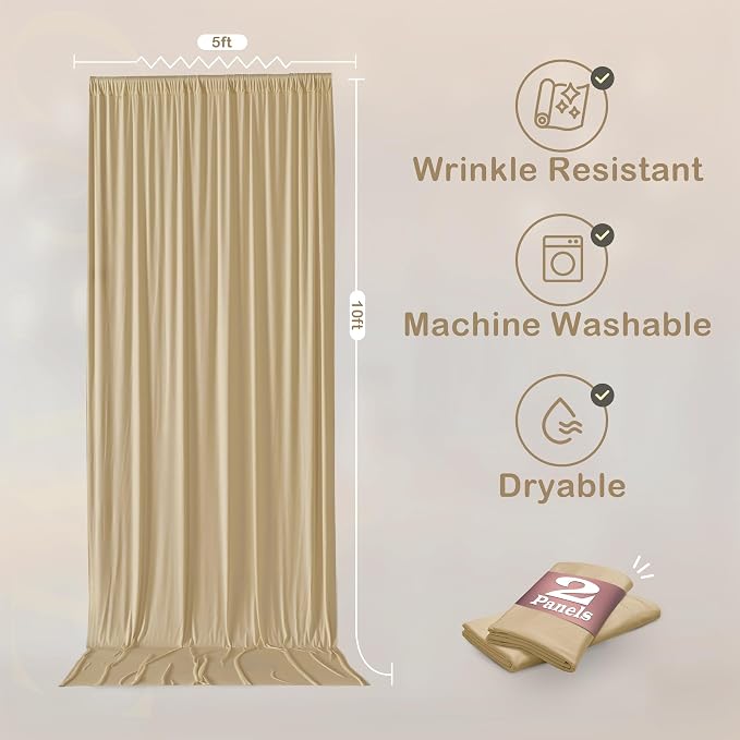 30ftx10ft Champagne Backdrop Curtains for Parties, Wrinkle Free Photo Curtains Backdrop Drapes 6 Panels Back Drop Cloth Drapery for Wedding Birthday Photography Background - Image 4
