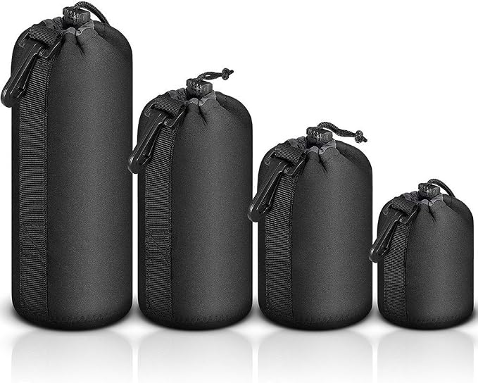 Selens 4 Pack Lens Cases with Thick Protective Neoprene Camera Lens Pouch | for DSLR Camera Lens Sony Nikon Olympus Panasonic - Size: Small, Medium, Large and Extra Large Pouches by Selens