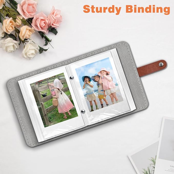 Fintie Mini Photos Album Book for 2x3 Inch Films - 52 Pockets Small Albums | For Fujifilm Instax Mini, Polaroid Hi-Print Pictures, Portable Kpop Photocard Holder, Travel Memory Book, Vintage Brown - Image 5