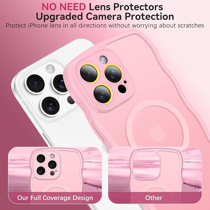 BENTOBEN Magnetic for iPhone 16 Pro Case, Cute Wavy [Full Camera Protection][Compatible with MagSafe] Matte Anti-Slip Bumper Women Girls Boys Protective Cover for 16 Pro 6.3" 2024, Light Pink - Image 5