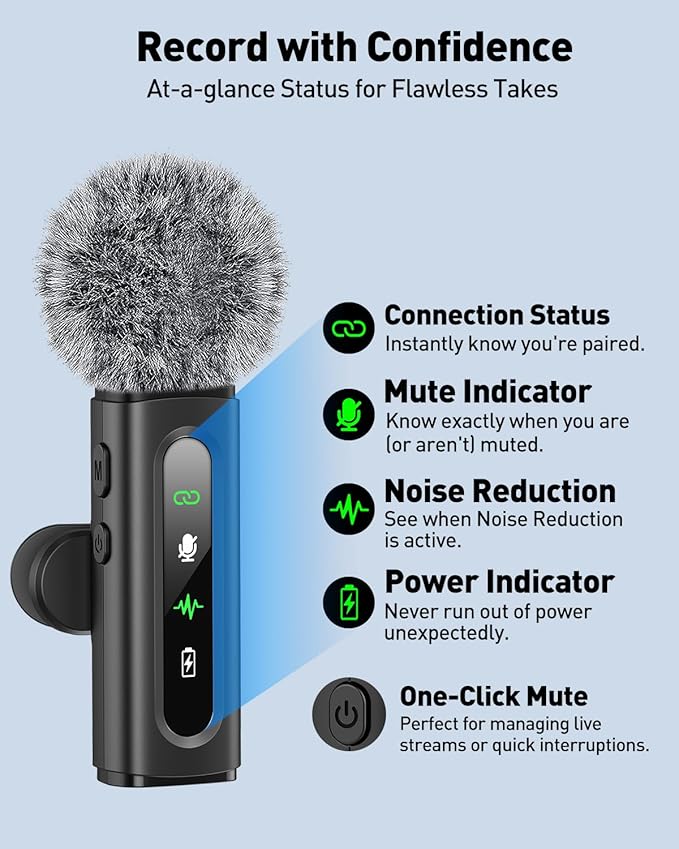 USB C Lavalier Microphone Wireless Mini Mic for Type-C Android Phone/Tablet/PC Video Recording Clip-on Mics with Rotatable Clip&Denoise Recording, Ideal for Vlog Tiktok Youtube Podcast Content Creator - Image 4