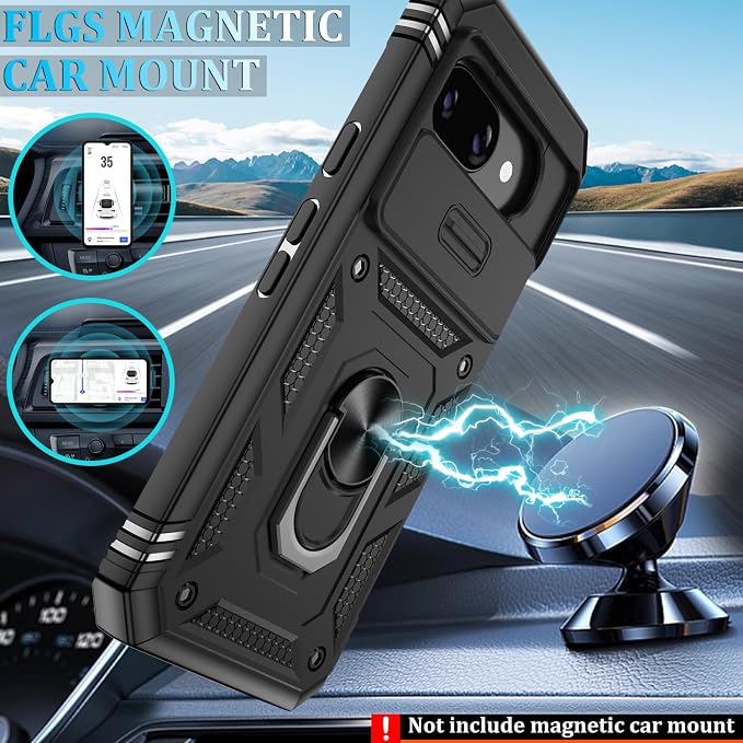 Gritup for Pixel 9A Case Military-Grade Shockproof with Kickstand, Black | with 2 PCS Screen Protector, Slide Camera Cover, Heavy Duty Outdoor Protection Full Body Funda para Google 9 A Phone Cover - Image 5