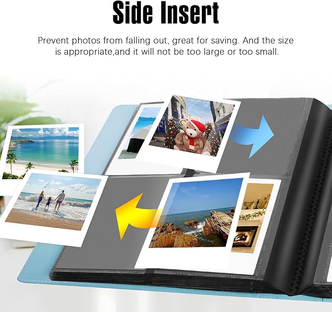 Veicevol 256-Pocket Album for Polaroid i-Type, 600 & SX-70 Photos, Blue | Designed for Fujifilm Instax Wide Photos, Water-Resistant PU Leather Cover, Front Window, Securely Holds Up to 256 Photos - Image 6